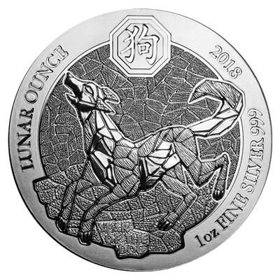 2018 Rwanda 1oz Silver Coin - LUNAR YEAR OF THE DOG